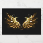 Golden Angel Wings auf schwarzem Hintergrund Lebensmitteletikett (Einzelnes Label)