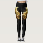 Golden Angel Wings auf schwarzem Hintergrund Leggings (Vorderseite)