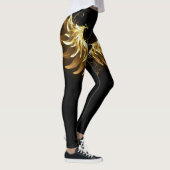Golden Angel Wings auf schwarzem Hintergrund Leggings (Rechts)