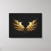 Golden Angel Wings auf schwarzem Hintergrund Leinwanddruck (Vorderseite)