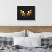 Golden Angel Wings auf schwarzem Hintergrund Leinwanddruck (Insitu (Schlafzimmer))