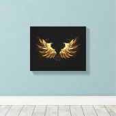 Golden Angel Wings auf schwarzem Hintergrund Leinwanddruck (Insitu (Holzboden))