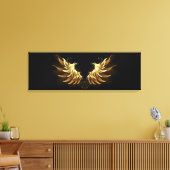 Golden Angel Wings auf schwarzem Hintergrund Leinwanddruck (Insitu (Wohnzimmer))