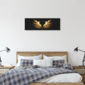 Golden Angel Wings auf schwarzem Hintergrund Leinwanddruck (Insitu (Schlafzimmer))