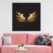 Golden Angel Wings auf schwarzem Hintergrund Leinwanddruck (Insitu (Wohnzimmer))