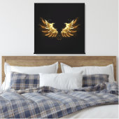 Golden Angel Wings auf schwarzem Hintergrund Leinwanddruck (Insitu (Schlafzimmer))