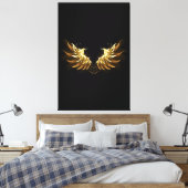 Golden Angel Wings auf schwarzem Hintergrund Leinwanddruck (Insitu (Schlafzimmer))
