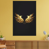 Golden Angel Wings auf schwarzem Hintergrund Leinwanddruck (Insitu (Wohnzimmer))