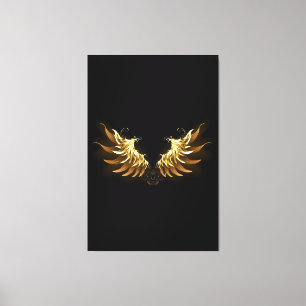 Golden Angel Wings auf schwarzem Hintergrund Leinwanddruck