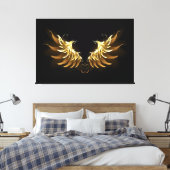 Golden Angel Wings auf schwarzem Hintergrund Leinwanddruck (Insitu (Schlafzimmer))
