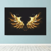 Golden Angel Wings auf schwarzem Hintergrund Leinwanddruck (Insitu (Holzboden))