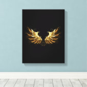 Golden Angel Wings auf schwarzem Hintergrund Leinwanddruck (Insitu (Holzboden))