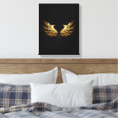 Golden Angel Wings auf schwarzem Hintergrund Leinwanddruck (Insitu (Schlafzimmer))