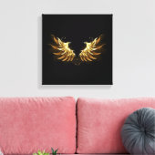 Golden Angel Wings auf schwarzem Hintergrund Leinwanddruck (Insitu (Wohnzimmer))