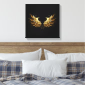 Golden Angel Wings auf schwarzem Hintergrund Leinwanddruck (Insitu (Schlafzimmer))
