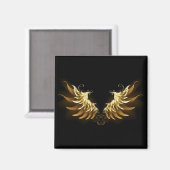 Golden Angel Wings auf schwarzem Hintergrund Magnet (Vorderseite/Rückseite)