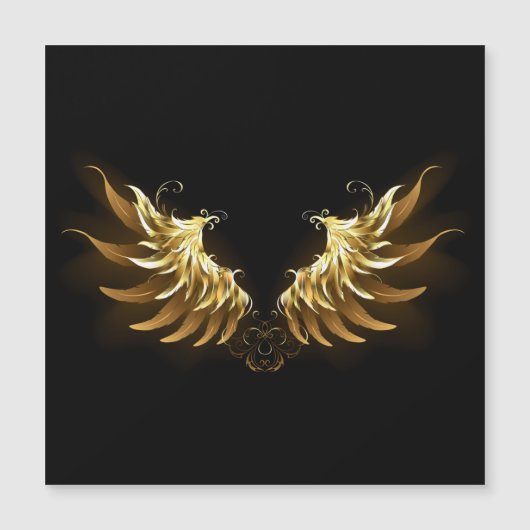 Golden Angel Wings auf schwarzem Hintergrund Magneteinladung (Vorderseite)