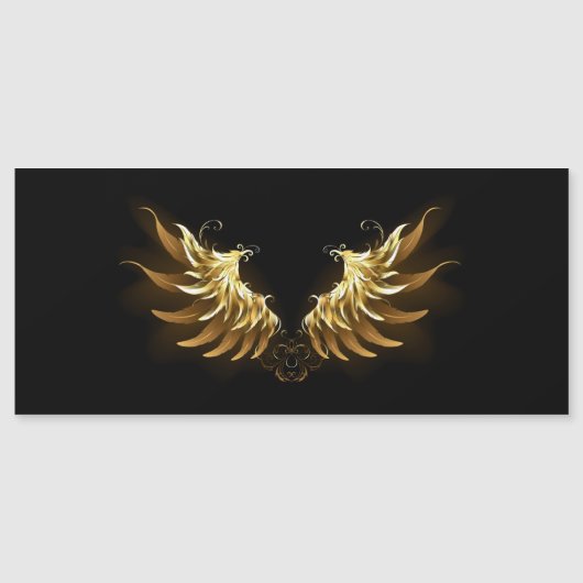 Golden Angel Wings auf schwarzem Hintergrund Magneteinladung (Vorderseite)