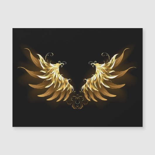 Golden Angel Wings auf schwarzem Hintergrund Magneteinladung (Vorderseite)