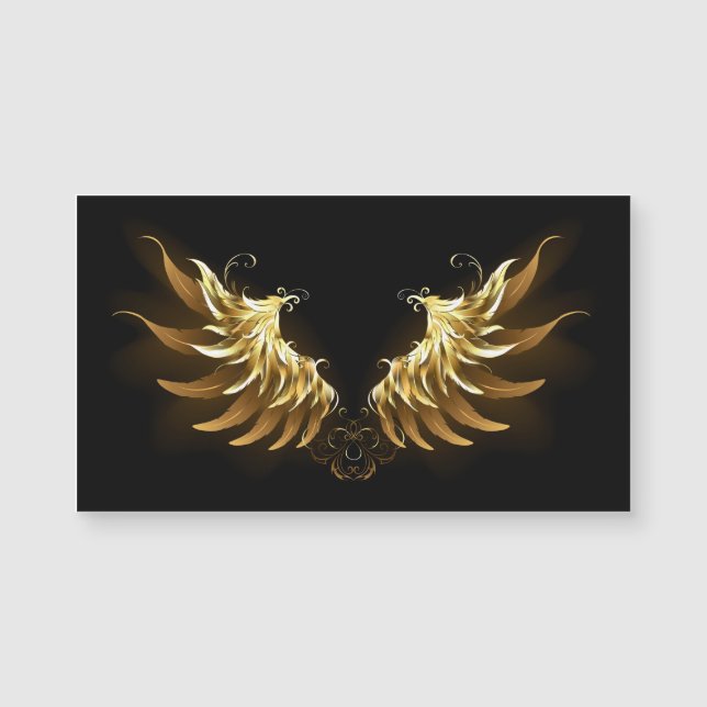 Golden Angel Wings auf schwarzem Hintergrund Magnetkarte (Vorderseite)