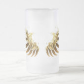 Golden Angel Wings auf schwarzem Hintergrund Mattglas Bierglas (Mittel)