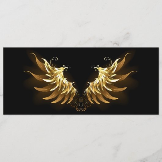 Golden Angel Wings auf schwarzem Hintergrund Menükarte (Vorderseite)