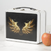 Golden Angel Wings auf schwarzem Hintergrund Metall Brotdose (Beispiel)