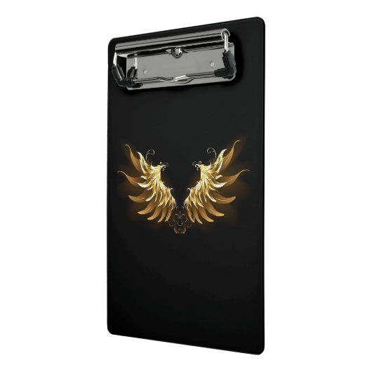Golden Angel Wings auf schwarzem Hintergrund Mini Klemmbrett (Gewinkelt2)