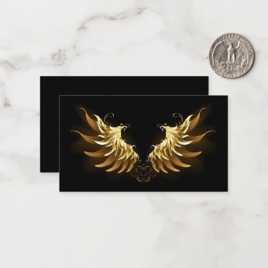 Golden Angel Wings auf schwarzem Hintergrund Mitteilungskarte (Vorderseite/Rückseite Beispiel)