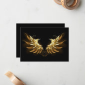 Golden Angel Wings auf schwarzem Hintergrund Mitteilungskarte (Vorderseite/Rückseite Beispiel)