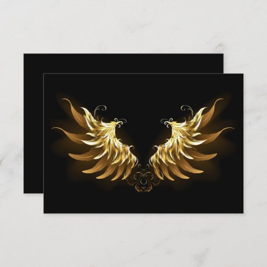 Golden Angel Wings auf schwarzem Hintergrund Mitteilungskarte (Vorne/Hinten)