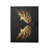 Golden Angel Wings auf schwarzem Hintergrund Notizblock (Rotiert)