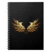 Golden Angel Wings auf schwarzem Hintergrund Notizblock (Vorderseite)