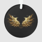 Golden Angel Wings auf schwarzem Hintergrund Ornament (Rückseite)