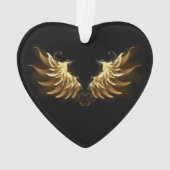 Golden Angel Wings auf schwarzem Hintergrund Ornament (Rückseite)