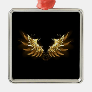 Golden Angel Wings auf schwarzem Hintergrund Ornament Aus Metall