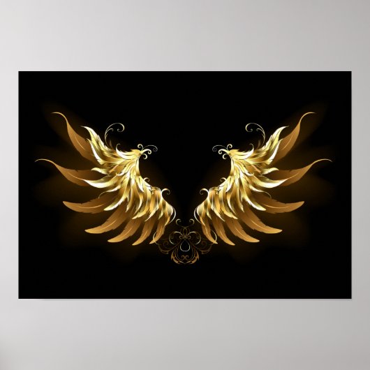 Golden Angel Wings auf schwarzem Hintergrund Poster (Vorne)