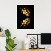 Golden Angel Wings auf schwarzem Hintergrund Poster (Heimbüro)