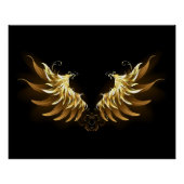 Golden Angel Wings auf schwarzem Hintergrund Poster (Vorderseite)