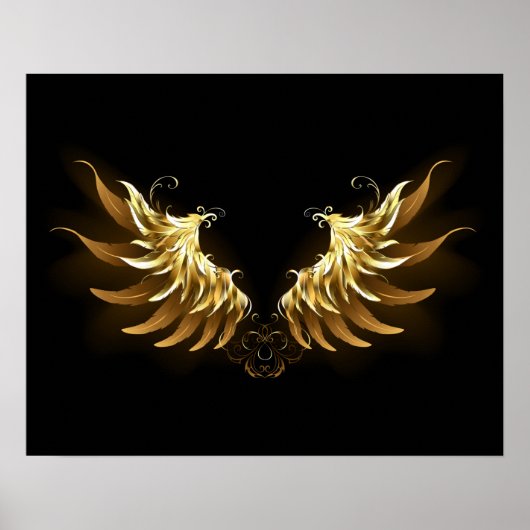 Golden Angel Wings auf schwarzem Hintergrund Poster (Vorne)