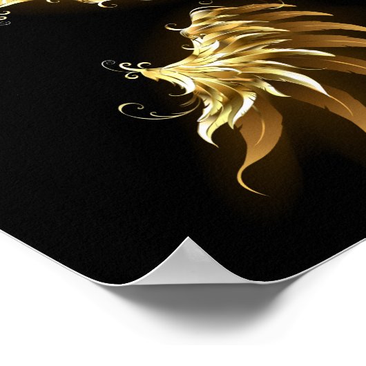 Golden Angel Wings auf schwarzem Hintergrund Poster (Ecke)