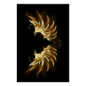 Golden Angel Wings auf schwarzem Hintergrund Poster (Vorderseite)