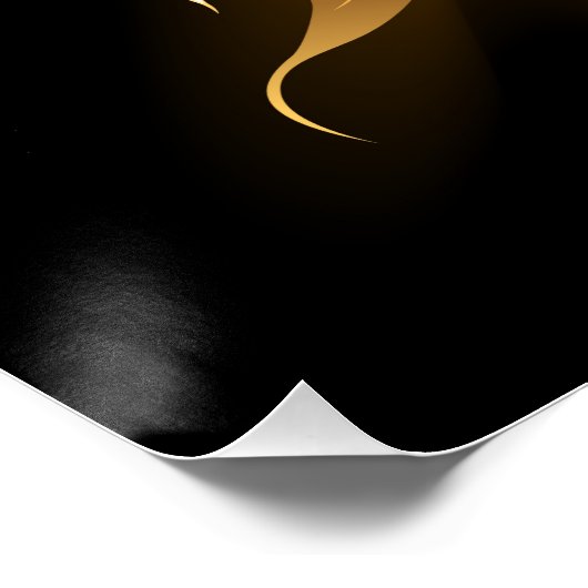 Golden Angel Wings auf schwarzem Hintergrund Poster (Ecke)