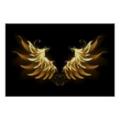 Golden Angel Wings auf schwarzem Hintergrund Poster (Vorderseite)