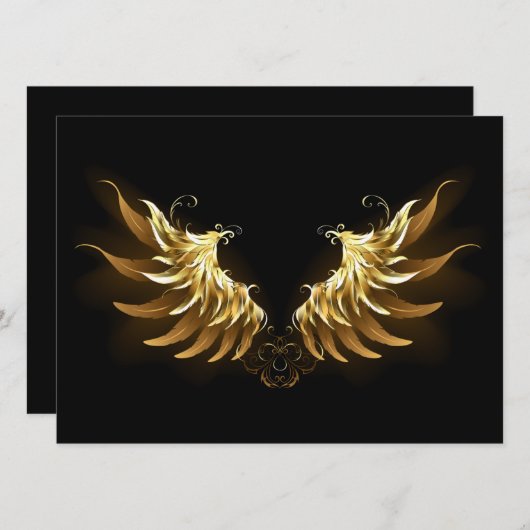 Golden Angel Wings auf schwarzem Hintergrund Programm (Vorne/Hinten)