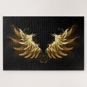 Golden Angel Wings auf schwarzem Hintergrund Puzzle (Horizontal)