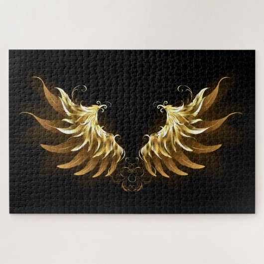 Golden Angel Wings auf schwarzem Hintergrund Puzzle (Horizontal)
