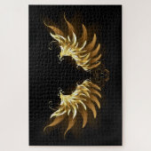 Golden Angel Wings auf schwarzem Hintergrund Puzzle (Vertikal)
