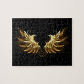 Golden Angel Wings auf schwarzem Hintergrund Puzzle (Horizontal)