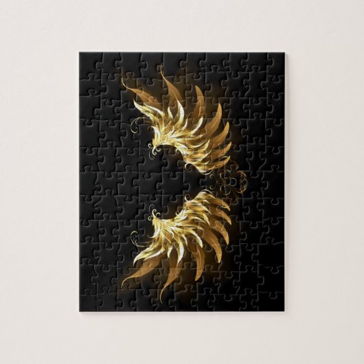Golden Angel Wings auf schwarzem Hintergrund Puzzle (Vertikal)